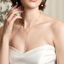 Load image into Gallery viewer, Pearl Lariat necklace | Freshwater pearl, Gold filled chain HN016