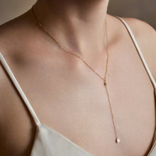 Load image into Gallery viewer, Pearl Lariat necklace | Freshwater pearl, Gold filled chain HN016