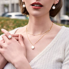 Load image into Gallery viewer, Coin pearl necklace | Freshwater coin pearl Gold filled chains HN007