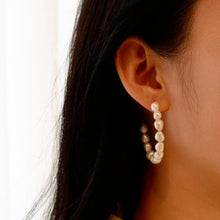 Load image into Gallery viewer, Bridal Hoop Earrings-Minimalist pearl hoop earring | Freshwater pearl, Gold filled HE002