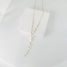 Load image into Gallery viewer, Baroque pearl Y pendant necklace | Freshwater pearl Gold filled chain HN012
