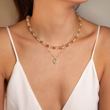 Load image into Gallery viewer, HN001 Petite gold heart pearl necklace