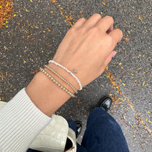 Load image into Gallery viewer, Tiny pearls bracelet | Freshwater pearls with little pendant or Initial HB010