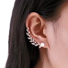 Load image into Gallery viewer, Bridal Pearl ear climber | Silver or Rose Gold Plating E052