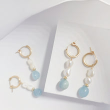 Load image into Gallery viewer, HE027 Aquamarine hoop earring