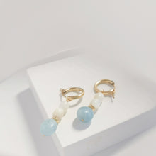 Load image into Gallery viewer, HE027 Aquamarine hoop earring