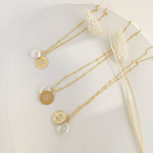 Load image into Gallery viewer, Zodiac sign necklace | Gold filled freshwater pearl HN024