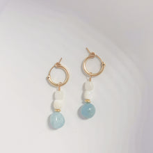 Load image into Gallery viewer, HE027 Aquamarine hoop earring
