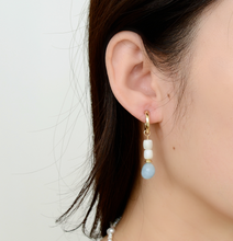 Load image into Gallery viewer, HE027 Aquamarine hoop earring