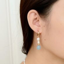 Load image into Gallery viewer, HE027 Aquamarine hoop earring