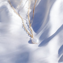 Load image into Gallery viewer, Coin pearl necklace | Freshwater coin pearl Gold filled chains HN007