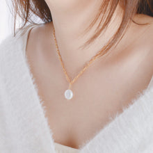 Load image into Gallery viewer, Coin pearl necklace | Freshwater coin pearl Gold filled chains HN007