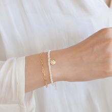 Load image into Gallery viewer, Tiny pearls bracelet | Freshwater pearls with little pendant or Initial HB010