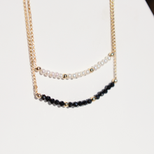 Load image into Gallery viewer, Gem smile pendant necklace | Moonstone/ pearls/ spinel, gold filled chain HN015