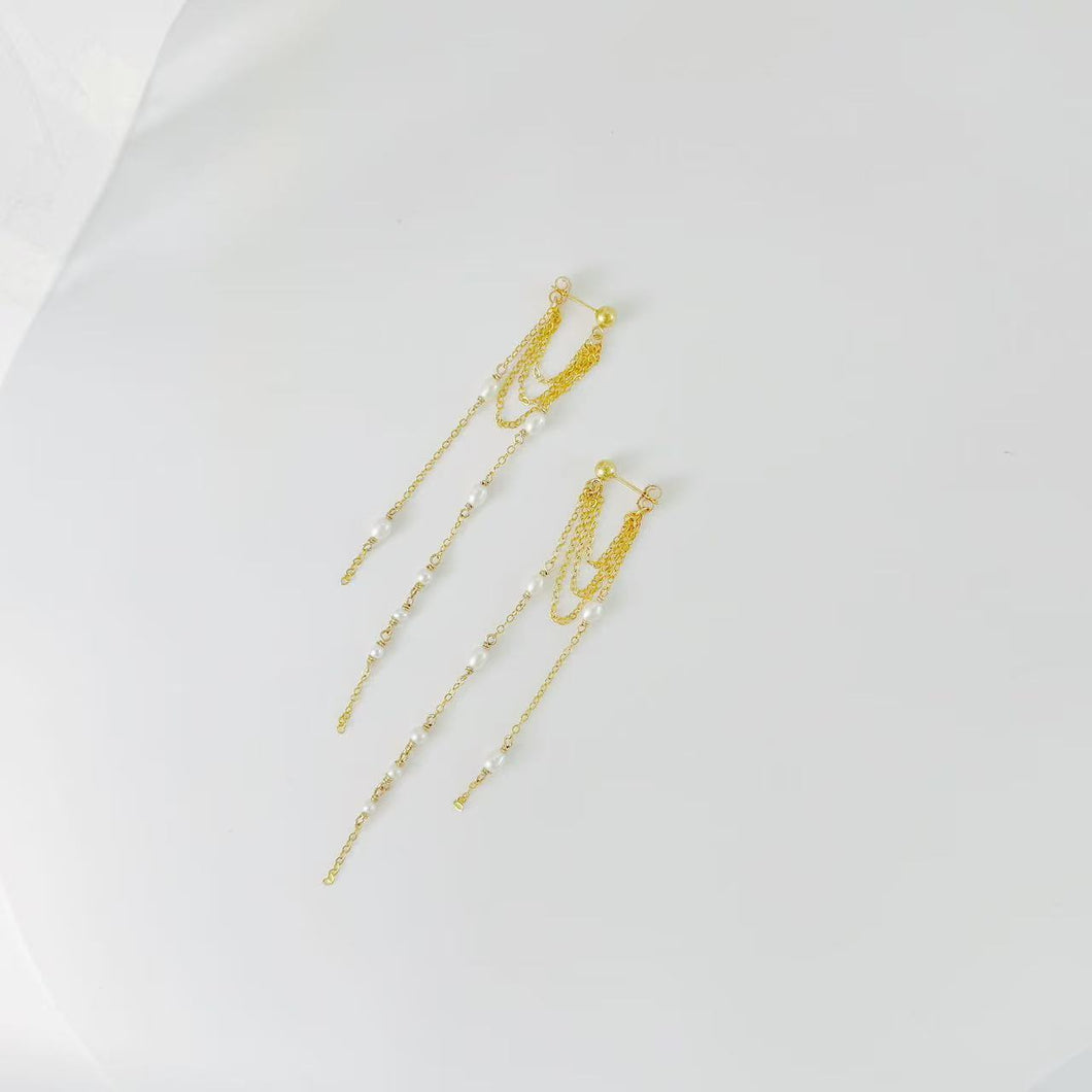 HE020 Ethereal Pearl Drop Back Earring