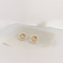 Load image into Gallery viewer, Round Flower Ear Stud HE004
