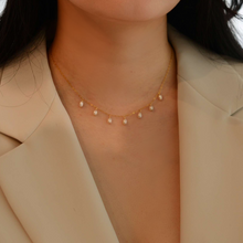 Load image into Gallery viewer, Pearl dangle necklace | Fresh water pearls Gold filled chain HN013
