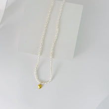 Load image into Gallery viewer, Heart charm pearl necklace | Freshwater pearls gold filled charm HN021
