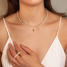 Load image into Gallery viewer, Heart charm pearl necklace | Freshwater pearls gold filled charm HN021
