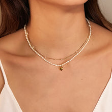 Load image into Gallery viewer, Heart charm pearl necklace | Freshwater pearls gold filled charm HN021
