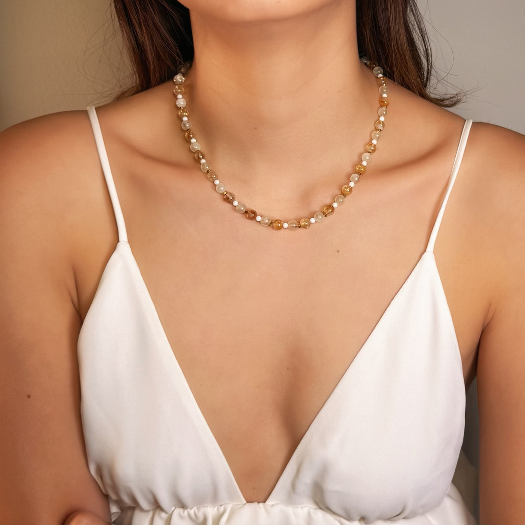HN035 Sunshine Citrine bead necklace