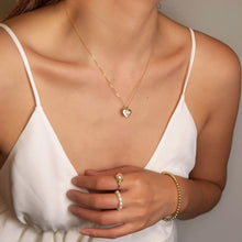 Load image into Gallery viewer, HN001 Petite gold heart pearl necklace
