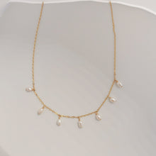 Load image into Gallery viewer, Pearl dangle necklace | Fresh water pearls Gold filled chain HN013
