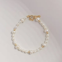 Load image into Gallery viewer, Dottie pearl bracelet | Gold filled wire and beads freshwater pearls HB023
