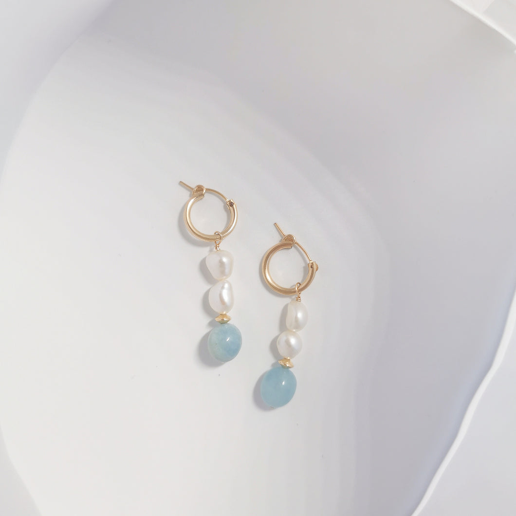 HE027 Aquamarine hoop earring