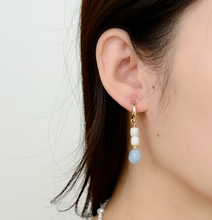 Load image into Gallery viewer, HE027 Aquamarine hoop earring
