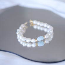 Load image into Gallery viewer, HB004 Aqua pearls bracelet
