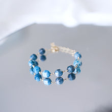 Load image into Gallery viewer, Blue Apatite bracelet | Blue apatite and gold filled wire HB005
