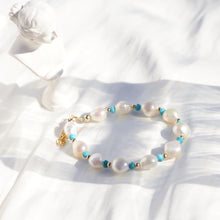 Load image into Gallery viewer, Margret bracelet | Freshwater pearls Turquoise stone HB021
